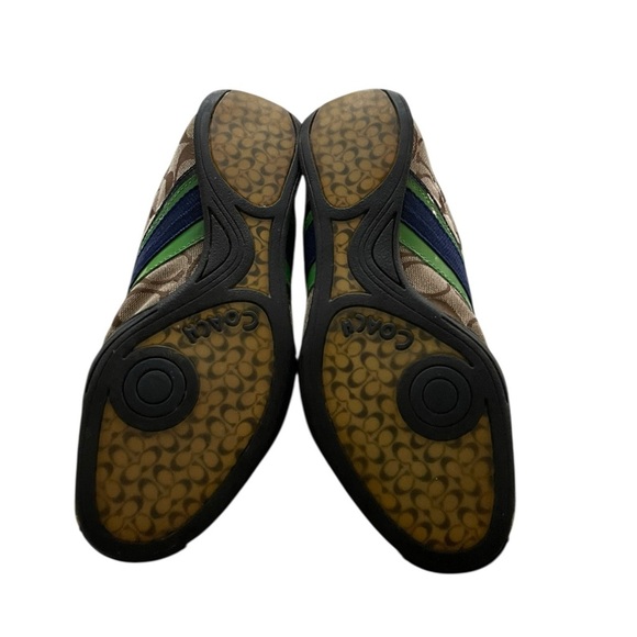Coach Men's Brown and Black Sneakers with Green Stripe Size 8.5 - Picture 6 of 8